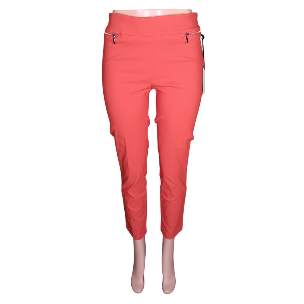 Jasmine & Juliana Cropped Classic Fit Pants Size 10 Orange Mock Zipper Pockets